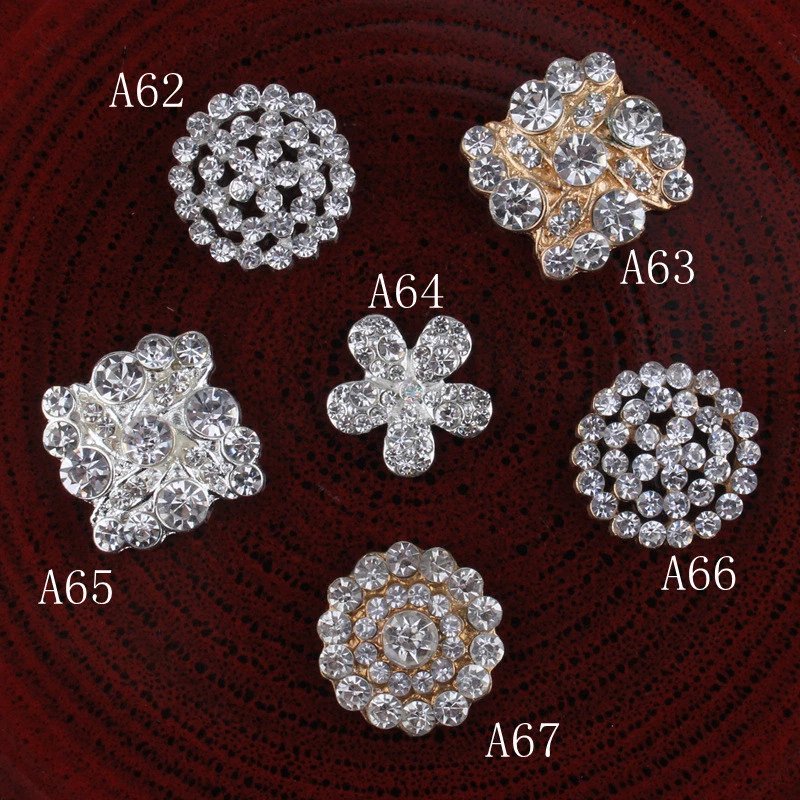 20PCS Vintage Handmade Flower Rhinestone Buttons Bling Flatback Crystal Pearl - Image 1 of 4
