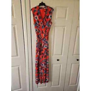 Tommy Hilfiger sleeveless belted vneck womens floral jumpsuit sz 6 NWOT - Picture 1 of 6