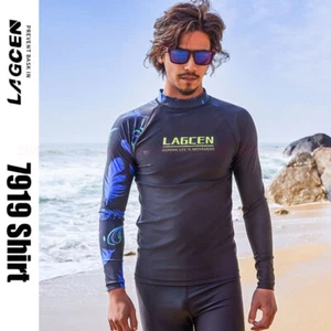 CAMISAS PARA HOMBRE PROTECTORES CONTRA ERUPCIONES MANGA LARGA SURF SNORKEL DEPORTES ACUÁTICOS NATACIÓN 7919 - Imagen 1 de 10