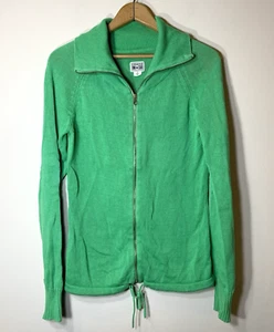 Converse Cardigan Sweater Womens M Green 100% Cotton Full Zip Collar Drawstring - Picture 1 of 10