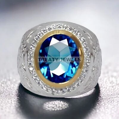 Piedras preciosas de alejandrita de corte ovalado con anillo de plata de ley 925 para hombre #35 Foto 1 de 4