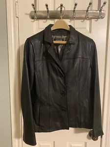 Wilson's Leather Pelle Studio Women Leather Jacket L Size 10 Ex Long 24” Sleeve - Picture 1 of 10