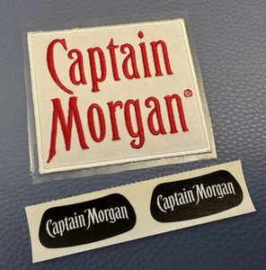 CAPTAIN MORGAN RUM Liquor Fine Fabric STICKER Patch & 2 Small Promo Sticker - Picture 1 of 7