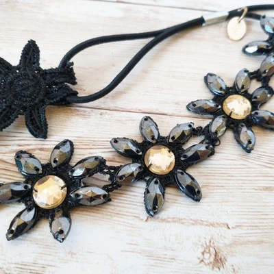 Berry Floral Headband Embellished Fashion Accessory Stretchy Headwrap Preppy - Image 1 of 4