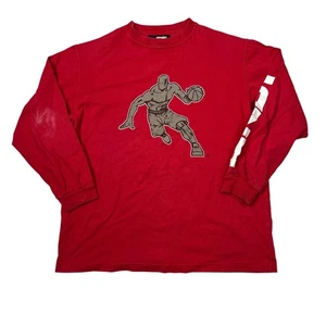 Vintage 00s AND1 Basketball Graphic T-Shirt Long Sleeve FLAW Red Youth M Medium - Picture 1 of 8