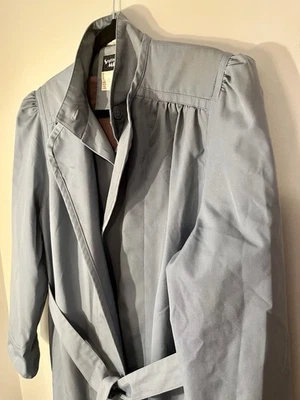 Vintage 80s Sophisticate Miss Blue Belted Trench Rain Coat, Large - Image 1 of 4