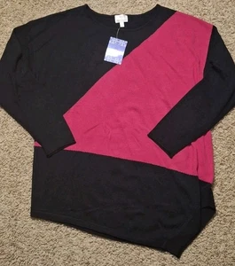 HOT IN HOLLYWOOD Damen Pullover schwarz pink Schlitz Viskose Nylon Acryl Kaschmir Neu mit Etikett - Bild 1 von 11