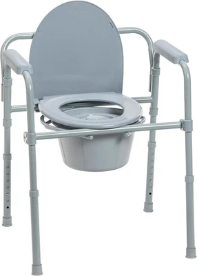 Drive Medical 11148-1 Folding Steel Commode Chair, 350 lb Capacity, #R04 - Image 1 of 4