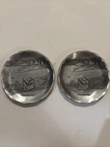 2 Wendell August Forge Pittsburgh Incline, Pewter, Coaster Trinket 3 1/2" - Picture 1 of 3