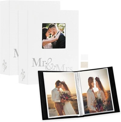 Lanpn Wedding Photo Album 4x6 2 Packs, Each Pack holds 50 Photos(2PK), White  - Image 1 of 4