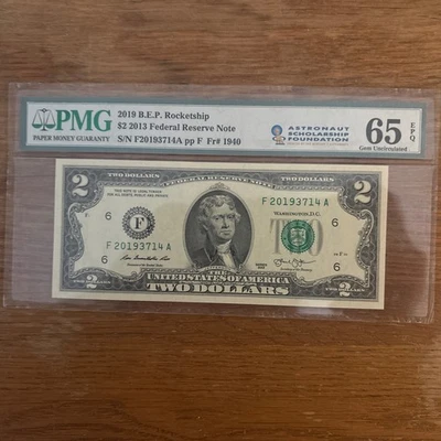 2019 $2 ROCKETSHIP NOTE - 2013 SERIES - Gem Uncirculated 65 EPQ - Image 1 of 2