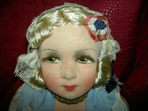 Antique 1920 double labeled: Sentier PARIS Lorraine France 17" boudoir bed doll - Picture 1 of 15