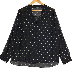 Womens Top 1X Black Whimsygoth Galaxy Celestial Space Stars Sheer Career Office - Picture 1 of 6