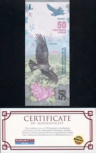 Argentina 50 Pesos  Condor 2018 UNC banknote Fauna Series KM-363 Sufix B - Picture 1 of 2