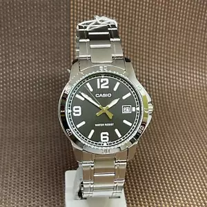 Casio MTP-V004D-1B2 Standard Analog Stainless Steel Bracelet Men's Dress Watch - Picture 1 of 12