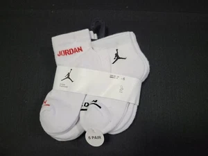 Nike Jordan Boys White Socks Quarter Jumpman Basketball Youth 6 Pr Shoe SZ 3Y-5Y - Picture 1 of 10