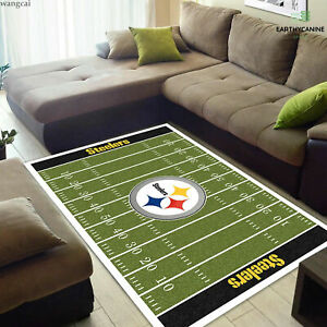 Pittsburgh Steelers Rugs Football Field Area Rug Home Room Carpet Floor Mat