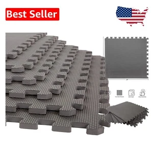 Interlocking Foam Flooring Tiles 12-Pack - Perfect for Home Gym or Kids Room - Picture 1 of 10