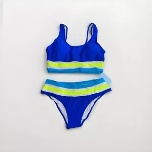 Hilinker Women's High Waisted Bikini Cut Out Sports Crop Top Swimsuit M - Picture 1 of 1