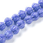 30pc Blue Handmade Lampwork Glass Flower Beads Smooth Loose Spacer Beads 12x11mm