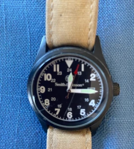 Smith & Wesson Men Military Date Beige Nylon 38mm Quartz Analog Watch 7 3/4 - Picture 1 of 3