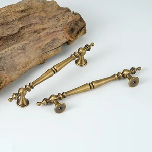 Solid Brass Cabinet Handle 5" CC Cabinet Pull in Antique Brass and Chrome - Picture 1 of 12