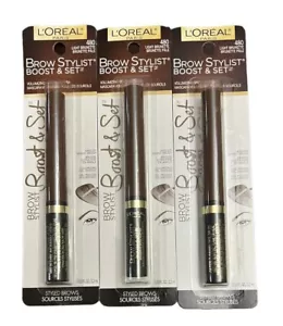 Loreal Brow Stylist Boost & Set Volumizing Brow Mascara 480 Light Brunette x 3 - Picture 1 of 4