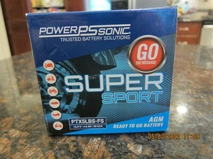 Battery Power Sonic PTX5LBS-FS 12.0V - 4.0 AH - 80 CCA BIKE BATTERY BRAND NEW - Picture 1 of 7