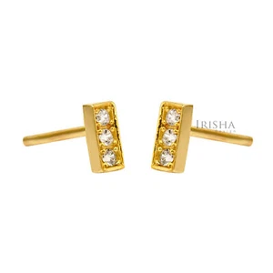 PENDIENTES BARRA PEQUEÑA DIAMANTE GENUINO 5,5 MM 0,06 CT. EN ORO 14K - Imagen 1 de 3