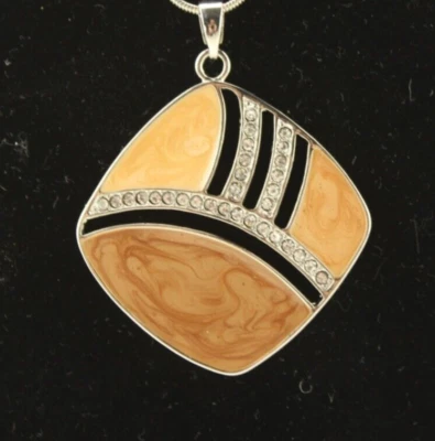 Collar colgante Christopher & Banks beige remolino esmalte y cristal 18" Foto 1 de 4