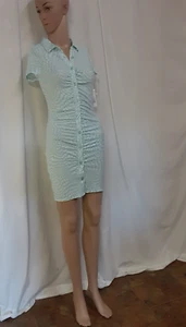 No Boundaries Juniors Ruched Shirt Dress  Blue White Checkered Size XS(1) - Picture 1 of 3