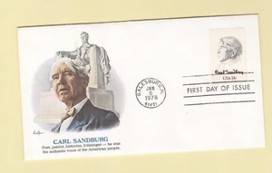 First Day of Issue Stamped Envelope 1978 Carl Sandburg Poet Historian - Picture 1 of 1