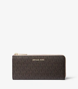 Michael Kors Jet Set Travel Large Logo Quarter-Zip Wallet Brown - Picture 1 of 2