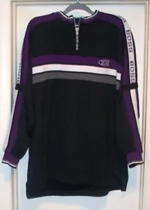 Hugo Boss Men's Quarter Zip Black / Purple Pullover Size XL - Picture 1 of 2