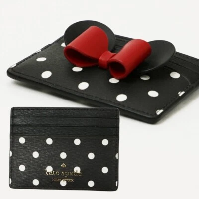 Cartera negra con tarjetero Kate Spade Disney Minnie Mouse arco rojo K4761 nueva con etiquetas $99 Foto 1 de 4