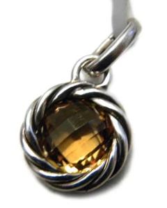 David Yurman Cable with Center Stone Enhancer Citrine Charm Pendant NWT - Picture 1 of 5
