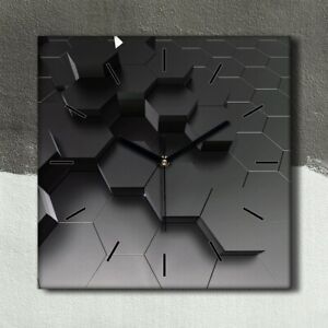 Canvas Clock Print 30x30 Abstract Hexagons Picture Hanging Wall Art Decor 