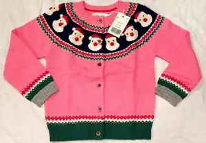 Mini Boden Fair Isle Cárdigan Suéter Festivo Santa Navidad Rosa Nuevo con Etiquetas Nuevo 4-5 - Imagen 1 de 12