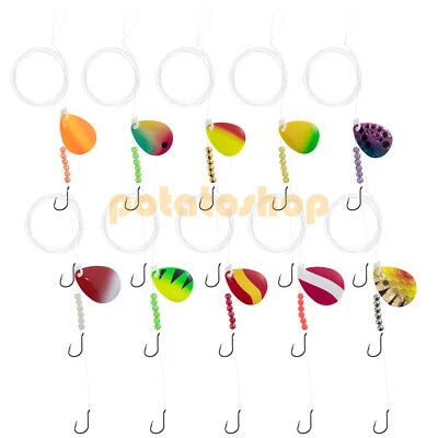 10 Pack Walleye Spinner Rigs Kit Fishing Live Bait Octopus Hooks Sea Walleye - Image 1 of 4