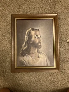 Vintage 1940, WARNER SALLMAN, "HEAD OF CHRIST" Framed Print Picture - Picture 1 of 2
