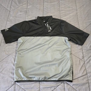 NEW Adidas Climastorm Golf Jacket Mens Large 1/4 Zip Black Short Sleeve Pullover - Picture 1 of 16