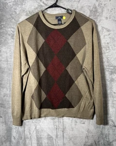 Dockers Men's Golf Sweater Tan & Brown  Diamond Pattern Pullover Size XXL - Picture 1 of 6