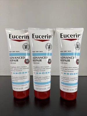Pacote com 3 Eucerin Advanced Creme Reparador Pele Muito Seca Rede Molhada 8 Oz - Frete Grátis - Imagem 1 de 4