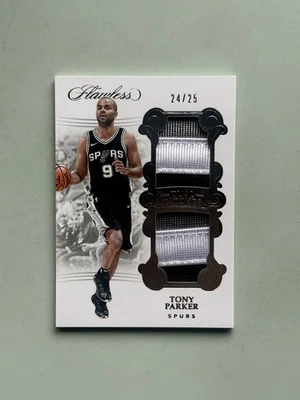 Parche de camiseta doble Panini Flawless 2017 Tony Parker/25 San Antonio Spurs Foto 1 de 4