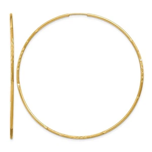 Pendientes de aro sin fin de oro amarillo de 14K de 1,25 mm talla diamante L-58 mm, W-58 mm - Imagen 1 de 4