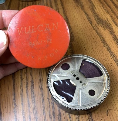 Vintage 60s VULCAN Roytype Royal Typewriter Ribbon Tin Can NEW YORK NOS Metal - Image 1 of 4