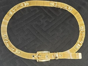 Vintage Gold Tone Mesh Belt Marked CC 145A Size 32-36” - Picture 1 of 8