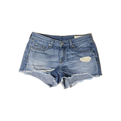 Тряпка и кости Johny искусственно состаренный отрез джинсовой ткани шорты синий женский размер 26 - Изображение 1 из 4