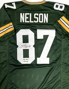 Jersey verde réplica personalizada firmada por Jordy Nelson - AUTO con XLV Champs BAS - Imagen 1 de 2