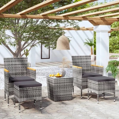 Bistroset Poly Rattan Hartglas Gartenmöbel mehrere Modelle / Farben vidaXL - Bild 1 von 4